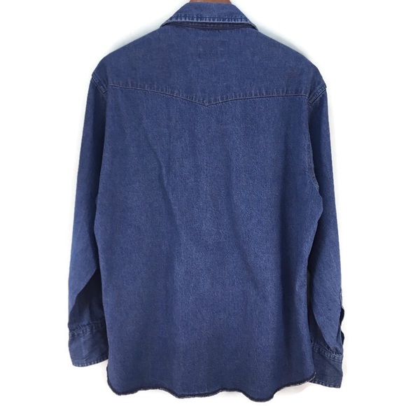 Wrangler Men’s SZ LG Pearl Snap Denim Long Sleeve - Picture 5 of 7